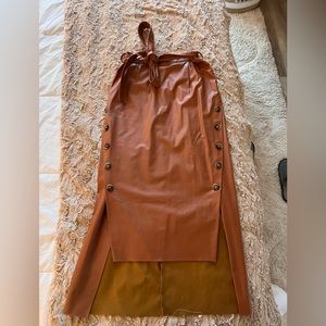 Vegan leather midi skirt